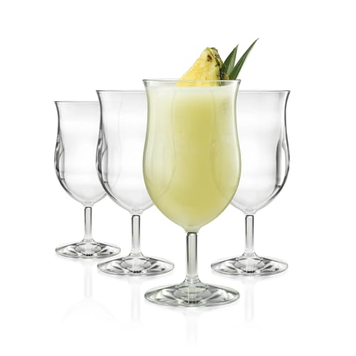 Drinique 13.5oz Unbreakable Plastic Hurricane Cocktail Glass - Clear, Set of 4