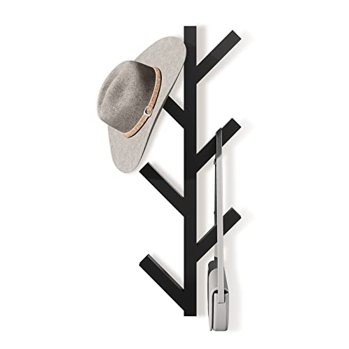 16-Inch Wall Mounted Metal Coat Rack with 6 Hooks for Entryway