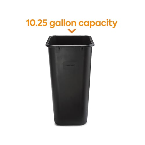 10.25 Gallon Indoor Rectangular Trash Can - Black Plastic Waste Bin