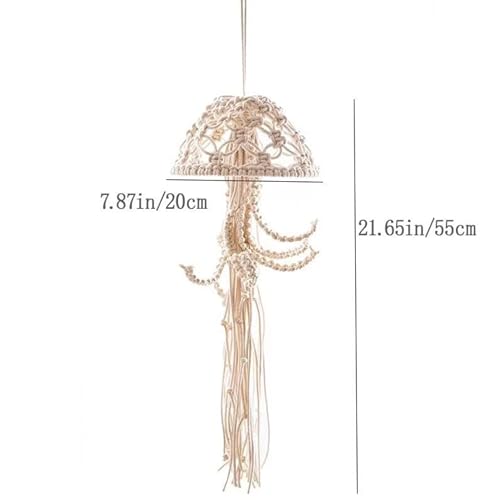 Macrame Jellyfish Dream Catcher Wall Hanging with Star Lights
