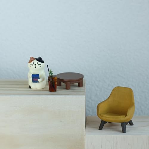 Miniature Cat Figurine Set with Sofa and Coffee - Cute Desk Decor