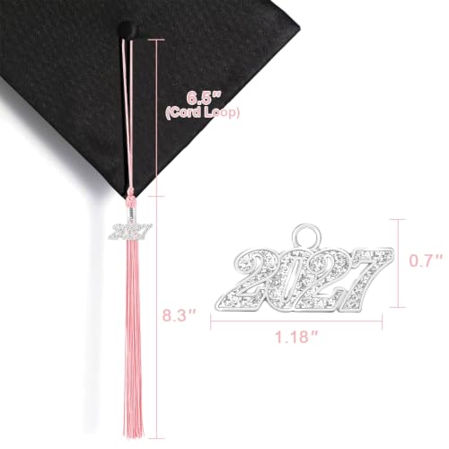 2027 Graduation Cap Tassel with Silver Year Charm - Pink