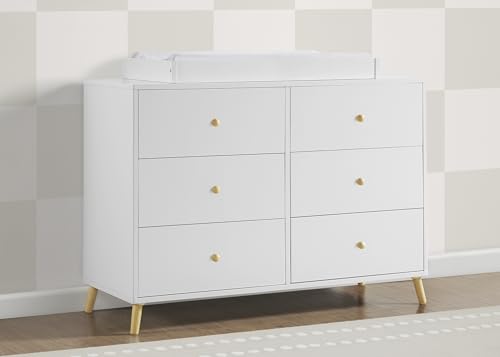 Delta Children Essex 4-in-1 Convertible Crib & 6-Piece Nursery Set - Bianca White with Natural Legs