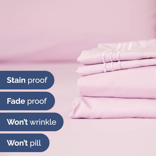 Twin Size Wrap Around Bed Skirt and 2 Pillowcase Set, 18-Inch Drop, Pink