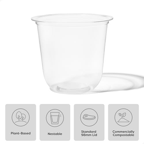 Set of 100 TOSSWARE Natural 12oz Plant-Based Clear Cold Cups - Recyclable Party Cups