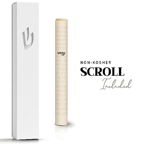 5-Inch White Aluminum Mezuzah Case with Scroll – Self-Adhesive Indoor Kit
