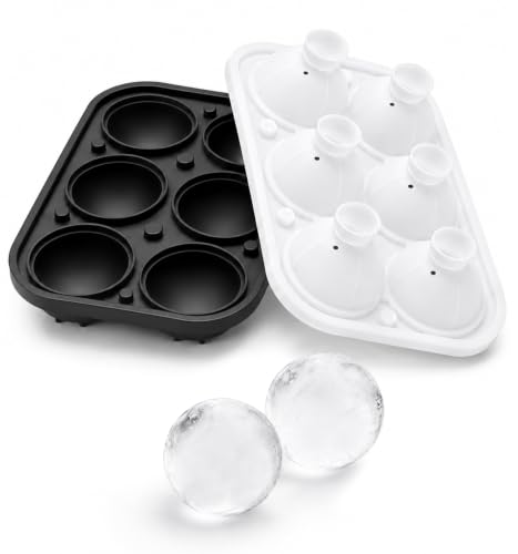 DOQAUS Ice Ball Mold with Built-In Funnel - Large 2-Inch Spherical Ice Cubes for Whiskey & Cocktails