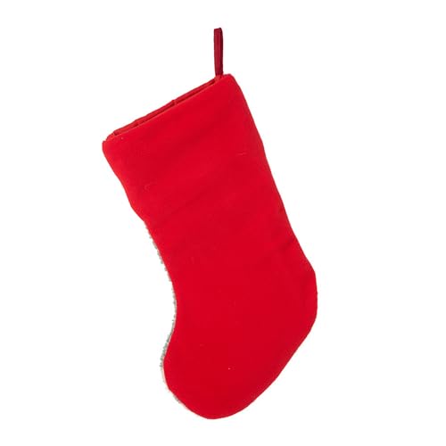 Cat Christmas Stocking 20in - Handmade Hooked Red 3D Cat Face with Gift Pocket, Glitzhome