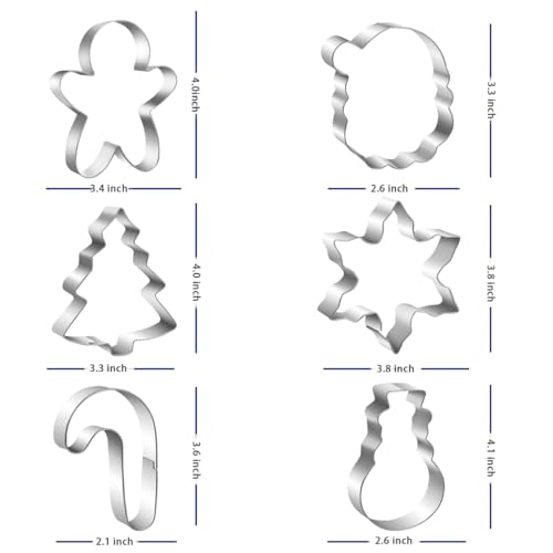 Fostudork 6PCS Christmas Cookie Cutters Set - Holiday Shapes for Baking & Crafts