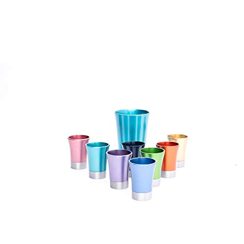 Colorful Anodized Aluminum Kiddush Fountain Set with 8 Cups