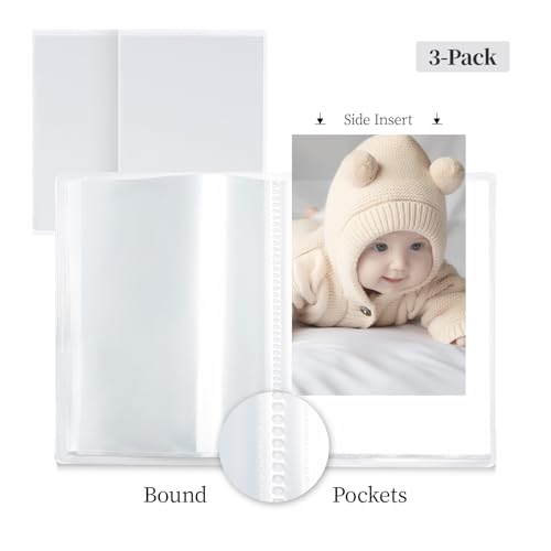 4x6 Photo Album Set - 3 Pack, Holds 156 Photos, Customizable Cover