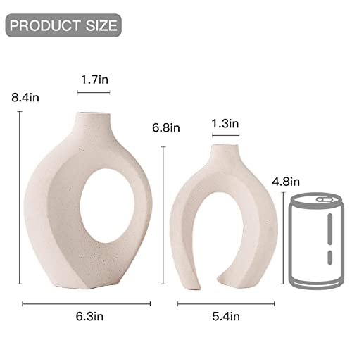Ceramic Hollow Vase Set of 2 - Modern Nordic Milky White Boho Home Decor