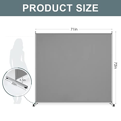 Freestanding Large Room Divider Privacy Screen, 71"W x 69.5"H Grey Partition