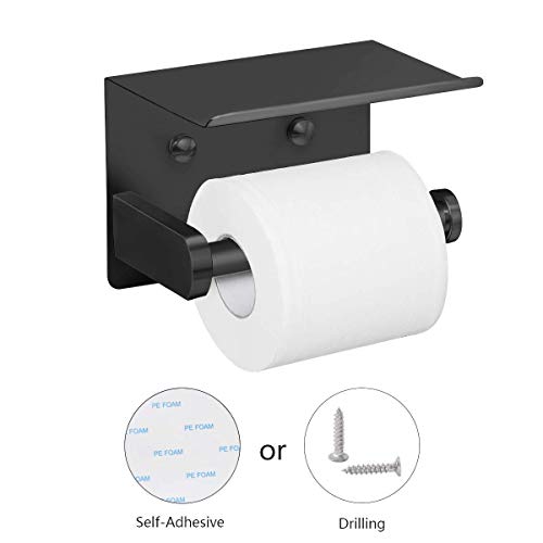 Stainless Steel Toilet Paper Holder with Phone Shelf, Wall Mounted