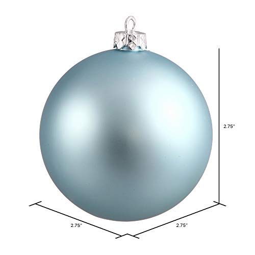 Vickerman Baby Blue Matte Christmas Ornaments - 12 Pack, Shatterproof & UV Resistant