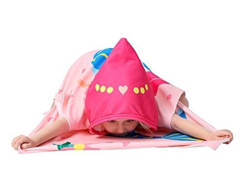 Pink Mermaid Hooded Beach Towel for Toddler Girls - Soft Microfiber Poncho
