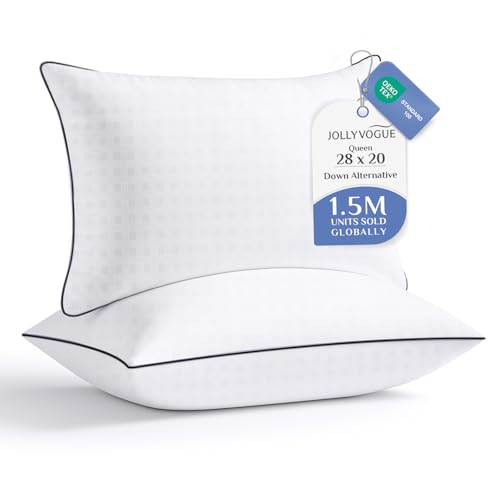JOLLYVOGUE Queen Size Bed Pillows Set of 2 - Down Alternative Hotel Quality