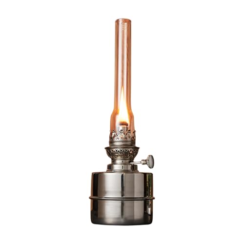 Extra-Bright Antique Nickel Hurricane Oil Lamp with Glass Chimney