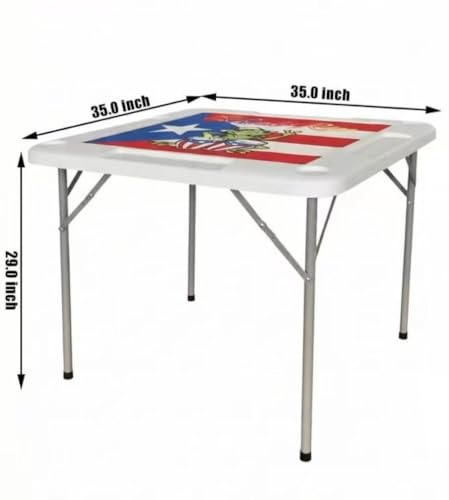 Puerto Rico Print 35-Inch Folding Game Table with Cup Holders & Chip Trays