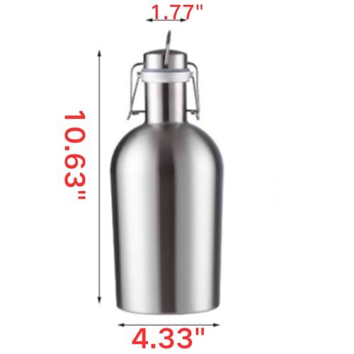 64 oz Stainless Steel Beer Growler Set - Leak-Proof Flip Top Canteen (2-Pack)