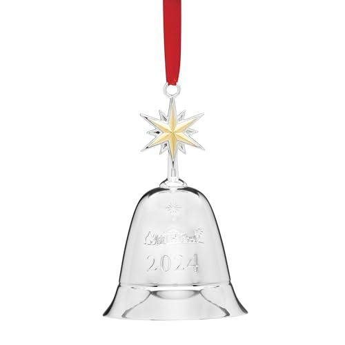 Lenox 896168 2024 Annual Musical Bell Ornament - Silverplate Christmas Bell, North Star