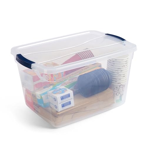 Clear Plastic Storage Bins with Lids 32 Qt 6 Pack