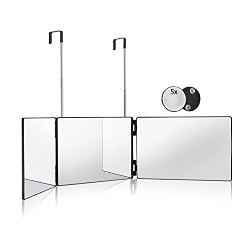HIEEY 3 Way Mirror for Hair Cutting,360 Trifold with Height