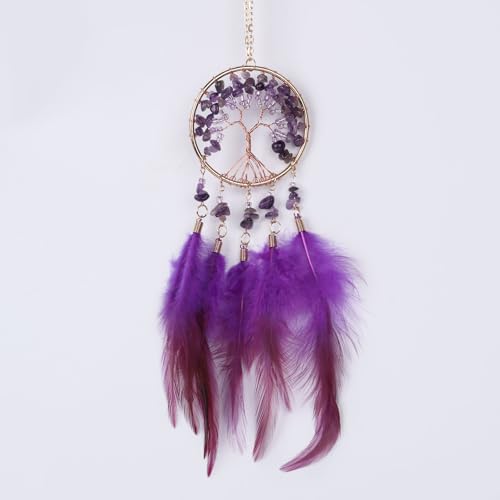 Tree of Life Crystal Dream Catcher for Car Rear View Mirror Hanging Decor