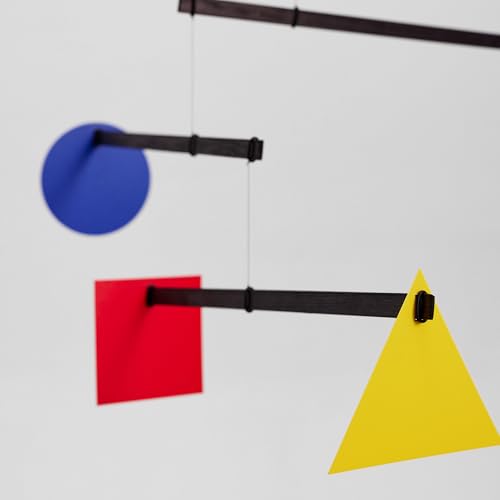 Bauhaus Hanging Mobile - 26-Inch Handmade Beech Wood Kinetic Art Sculpture