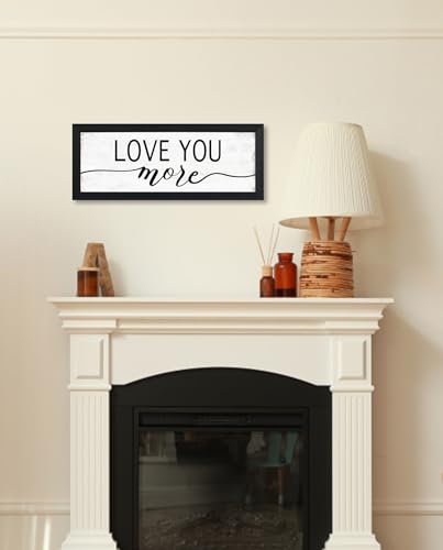 Love You More Framed Wall Art, Rustic Farmhouse Bedroom Decor 6x14.5