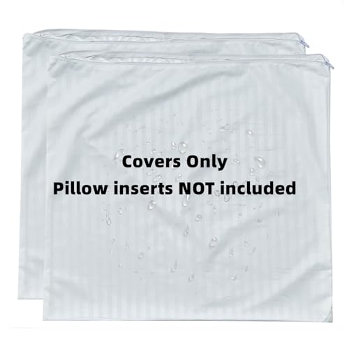 24x24 Waterproof Euro Pillow Protectors - Zippered Feather Proof Covers (2 Pack)