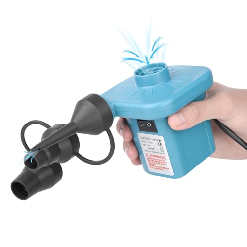 Electric Air Pump for Inflatables - Quick Inflate/Deflate, 3 Nozzles