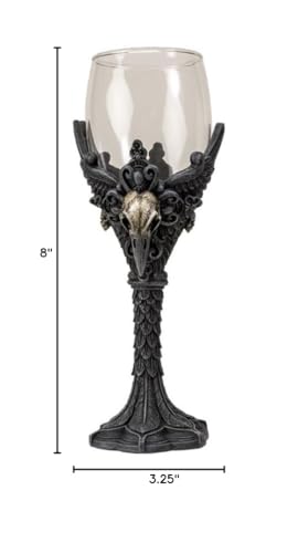 Gothic Raven Goblet, 7 oz Hand-Painted Resin Chalice for Altar Decor