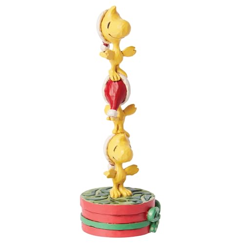 Enesco Peanuts Jim Shore Woodstock Stack Mini Figurine, 4.13in Handcrafted Resin