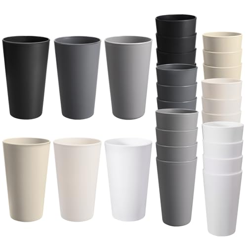 24 Pc 20 oz Unbreakable Plastic Cups Set, Reusable Stackable Drinking Cups