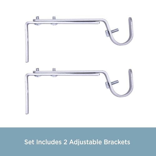 Adjustable Curtain Rod Brackets, 3/4 Inch, Satin Nickel, 2 Pack