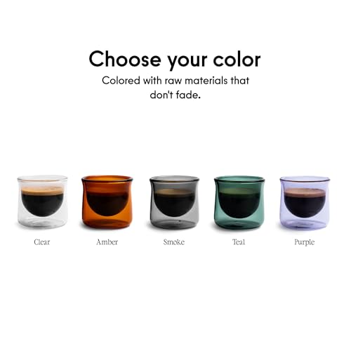 FLUR Clear Double-Walled Espresso Glasses Set of 2 – Insulated Borosilicate, Handmade, 3oz