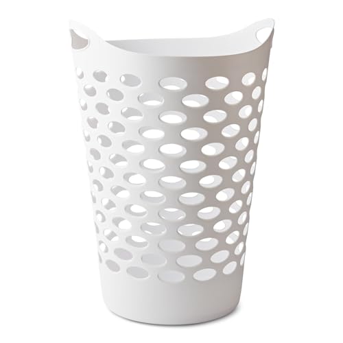 Tall Plastic Laundry Hamper with Handles - Durable Round Storage Basket