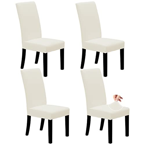 Stretch Dining Chair Slipcovers Set of 4, Ivory - Wrinkle-Free & Durable