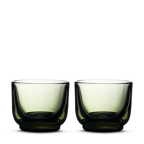 Fellow Pirch Espresso Shot Glasses Set of 2, 3.5 oz, Weighted Thick Glass - Woodland Variation