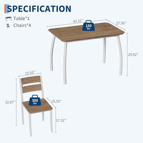 4-Piece Dining Table Set for Small Spaces, Compact Kitchen Table and Chairs
