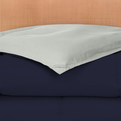 Modern Threads Reversible Down Alternative Comforter - Twin, Navy/Silver