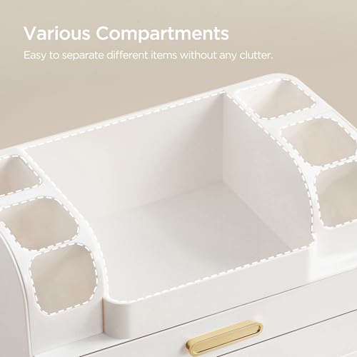 HBlife All White Large Makeup Organizer with Brush Holder & Drawers