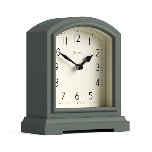 Modern Arch Top Mantel Clock - Asparagus Green Contemporary Desk Clock