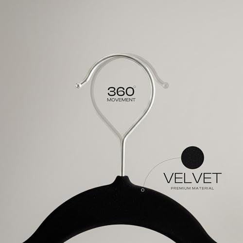 Black Velvet Clothes Hangers 50 Pack Non-Slip Space-Saving Coat Hangers