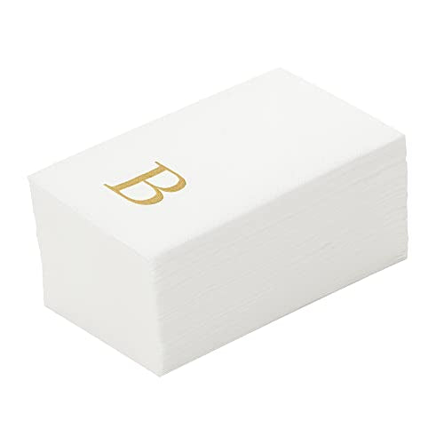 Monogrammed Gold Letter B Linen-Feel Paper Guest Towels - 50 Pack