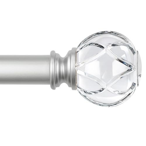Silver Crystal Netted Curtain Rod Finials, Set of 2 for 1 or 7/8 Inch Rods