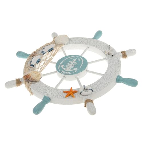 11-Inch Nautical Ship Steering Wheel Wall Decor with Coastal Accents