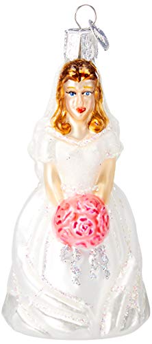 Hand-Blown Glass Bride Ornament - Brunette Wedding Keepsake