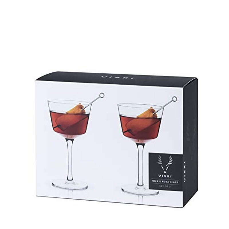 Viski Nick and Nora Glasses, Stemmed Drinkware, Premium Crystal Cocktail Glasses, Cocktail Coupe Glasses, Home and Bar Glass cups, Set of 2, 4oz